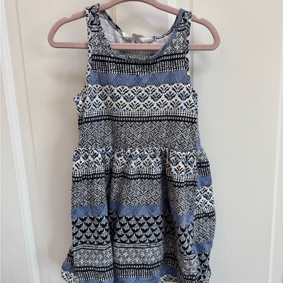 H&M 2-4Y Girls Patterned Blue and White Tank Top Summer Dress - Picture 1 of 4